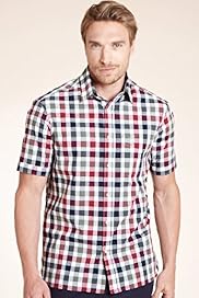 Blue Harbour Pure Cotton Short Sleeve Bold Gingham Checked Shirt