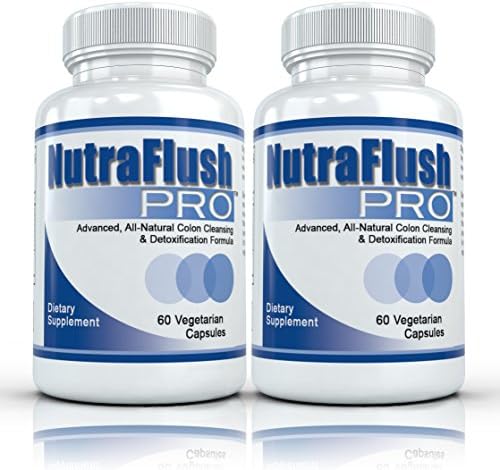 NUTRAFLUSH PRO (2 Bottles) - Complete Colon Cleanser and Full Body Detox Cleanse Supplement - 60 Capsules