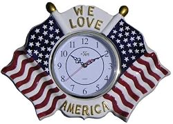 God Bless America - We Love America - 3-Dimensional Flag Wall Clock
