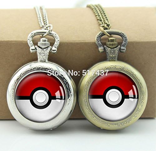 Pretty Lee Pokeball Pocket Watch Floating Memory Locket Necklace Vintage Pocket Watch Necklace