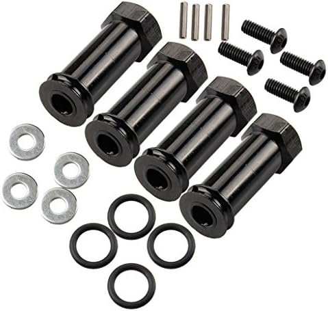 Yiguo Aluminum 12mm Hex Drive Adapter 30mm Extension for 1/10 Traxxas Slash 4x4 Black Set of 4