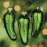 (12) One Dozen Hand Blown Glass Pickle Christmas Tree Ornaments for Good Luck Trim-A-Tree Stocking Stuffer or Gift Giving