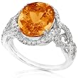 One of a Kind Citrine & 1/2ctw Diamond Ring (HI/SI) in 18kt White Gold