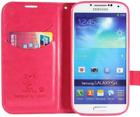 Yuersal Cute CAT Pattern Embossed Flip Case Card Holder Cover Wallet For Samsung Galaxy S4 i9500 Pink