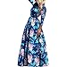 Cutecc Women Lady Long Sleeve Floral Party Cocktail Long Maxi Dress (XL)