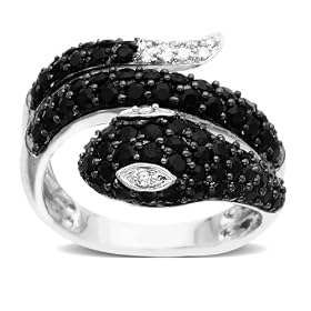 14k White Gold Sapphire & Diamond Snake Ring