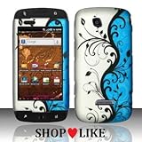 Rubberized Blue Vine Flower Snap on Design Case Hard Case Skin Cover Facepl ....