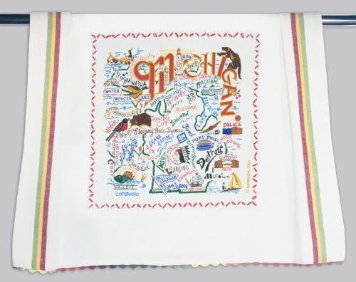 Catstudio Michigan Dish Towel - U.S. State Souvenir Kitchen and Hand Towel with Original Artwork - Perfect Tea Towel for Michigan Lovers, Travel Souvenir