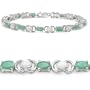 5.10 Carat Genuine Emerald and Opal Ovals Silver Bracelet