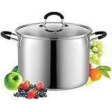 Cook N Home 02440 Stockpot Saucepot with Lid Induction Compatible, 8 quart, Metallic
