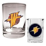 Golden State Warriors NBA Rocks Glass & Square Shot Glass Set - Primary Logo