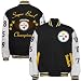 Pittsburgh Steelers Black-White 6-Time Super Bowl Champions Canvas Varsity Jacket