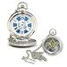 New Mens Steel Case Masons Classic Masonic Pocket Watch Matching Chain
