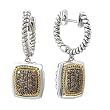 925 Silver & Chocolate Diamond Square Dangle Earrings with 18k Gold Accents (0.40ctw)