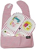 My Friend Huggles Feeding Plate & Bib with Food Catcher Pocket, Pink [並行輸入品]