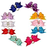 Didog® 50 Pcs Mixed Color Rhinestone Bling Pet Cat Dog Hair Rubber Band Bows Grooming Accessories