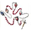 Pope Benedict and John Paul II Rosary - 6mm Clear and Red Crystal Beads - 21" Total Length - Gold Corpus on Silver Crucifix