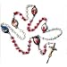 Pope Benedict and John Paul II Rosary - 6mm Clear and Red Crystal Beads - 21" Total Length - Corpus on Crucifix