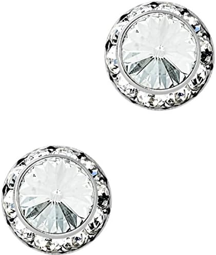 2 Carat Swarovski Crystal Elements Channel Set White Clear Framed Round Rondelle Stud Earrings, Tarnish Resistant Rhodium Plated with Hypoallergenic Posts (Made in the USA)