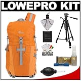 Lowepro Photo Sport Sling 100 AW Digital SLR Camera Backpack Case (Orange) + Photo/Video Tripod + Nikon Cleaning Kit for Nikon D3100, D3200, D5000, D5100, D7000, D700, D800, D4 Digital SLR Cameras