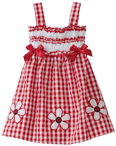 So La Vita Girls 2-6X Toddler Smocked Yoke Dress - Red - 2T