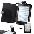 ForeFront Cases� Funda cubierta de cuero sint�tico para con luz LED para lectura color Negro, Case Para el Nuevo Amazon Kindle 4 pantalla de E Ink de 6" negro - 5th Generaci�n + PROTECTOR DE PANTALLA