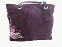 Bewitched Accessories Suede Bag With Floral Embriodery Detail Available In Chocolate, Purple And Black