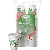 !!! NEW !!! Dart 12J30X 12 oz. Holiday Printed Cups, 3.5" Top and 2.1" Bottom Diameter, 4.4" Height, White Insulated Foam Cup (1 Packs of 30)