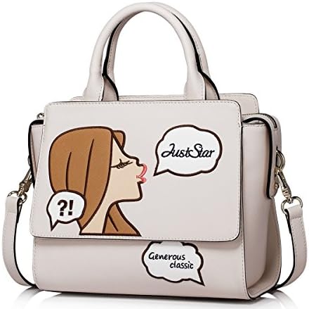 JUST STAR Bubble Magic said series sweet lady 2016 new embroidery collage Meng fun girl hand shoulder messenger bag (milk white)