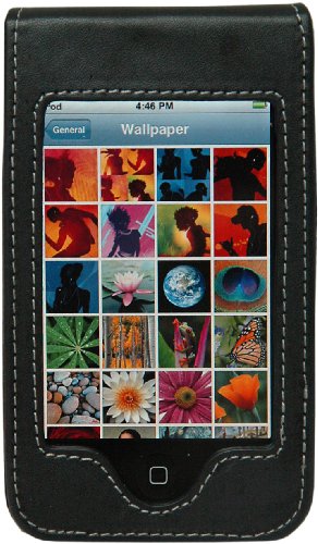 Premium Black Top Entry leather case with Belt Clip for iPod Touch 2nd Generation