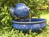 Smart Solar/Smart Solar 23470R01 Solar Powered Ceramic Fish Fountain. Blue glazed.