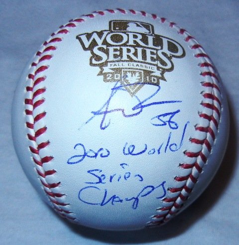 Andres Torres Autographed 2010 World Sereies Baseball W/PROOF, Picture of Andres Signing For Us, San Francisco Giants, World Series Champions