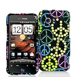 Colorful Peace Sign Bling Rhinestone Diamond Snap-On Hard Sking Case Cover  ....