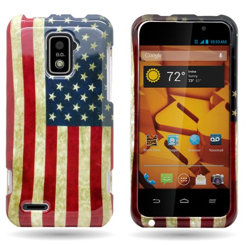 CoverON® Hard Slim Design Case for ZTE Warp 4G LTE - with Cover Removal Pry Tool - American USA Flag
