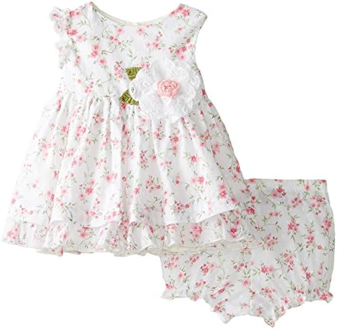 Laura Ashley London Baby-Girls Newborn White Floral Dress, Pink, 0-3 Months