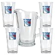 New York Rangers 4pc Pint Ale Glass & 60oz Pitcher Set - Priamry Logo NHL Hockey