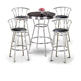 New 5 Piece Retro Black 36 Tall Bistro Bar Table & Pub Set with 4 24 Barstools