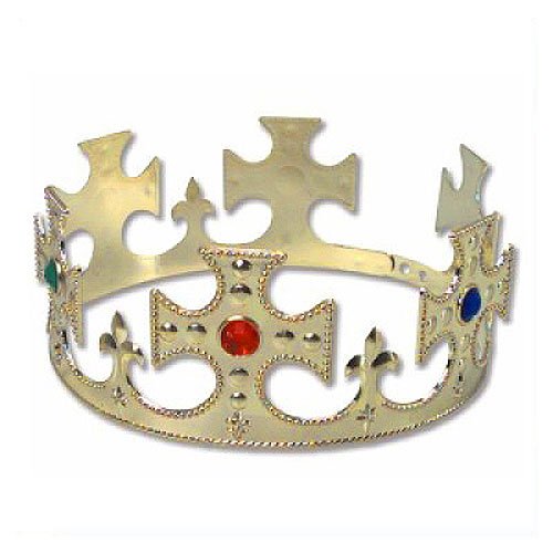 Gold Jeweled Prince King Queen Crown