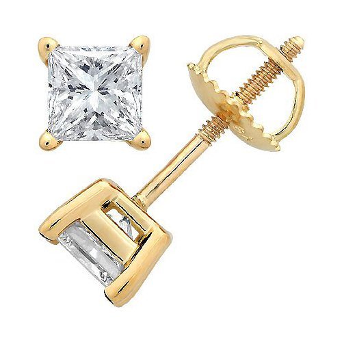 Yes It's Sterling Silver Gold Plated Screw Post Backing 2.00 Carat Total Weight 6 By 6 Stone