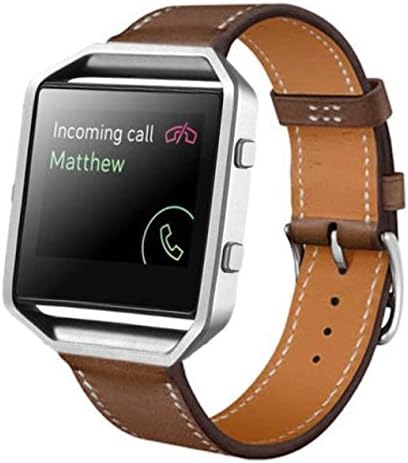 Vetu Leather Band for Fitbit Blaze Leather Watch Strap Adjustbable Wrist Band (coffee)