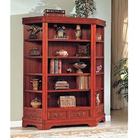 3pcs Louis Philipe Style Cherry Finish Storage and Display Bookcase Set from Bookcases