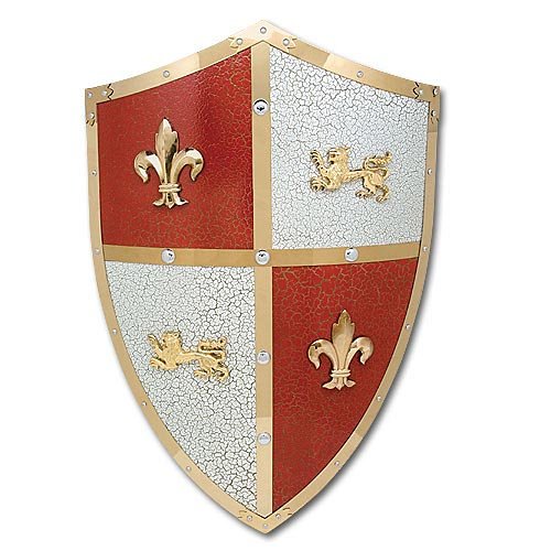 Medieval Royal Crusader Lion Shield Armor w Sword Mount