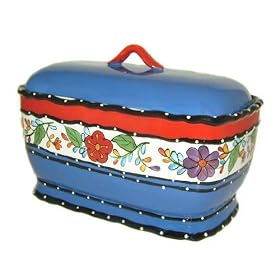 Fiesta Collection Hand-Painted Toast Bread Box Jar Container by ecWorld