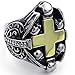 KONOV Mens Stainless Steel Ring, Gothic Skull Cross, Gold Black Silver