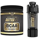 NutraFX BCAA Powder - 6 Grams Per Serving Extra Strength - 40 Servings - Unflavored - Best Amino Acids Bodybuilding Supplements - Post Workout Muscle Recovery - With High Tech Shaker Bottle