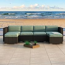 Hot Sale Urbana 6 Piece Wicker Outdoor Sectional Sofa Set with Sunbrella Canvas Spa (5413-0000) Cushions