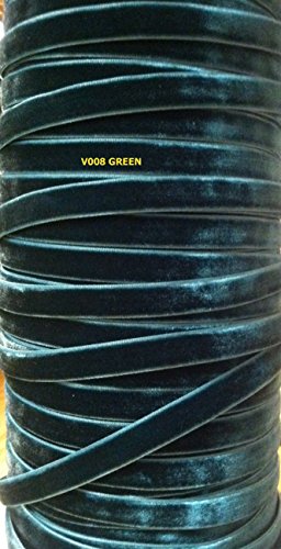 5/8 Velvet Ribbons- 5 Yards- Choose ANY of 23 Colors (Green)