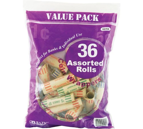 Bazic Coin Wrappers, Assorted Size, 36 per Pack (Case of 50)