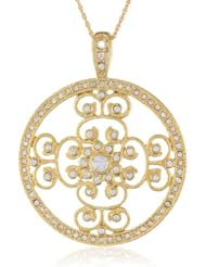 Gold Plated Crystal Swirl Medallion Pendant Necklace, 18"