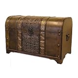 Brown Old Fashion Wood Storage Trunk Wooden Treasure Chest